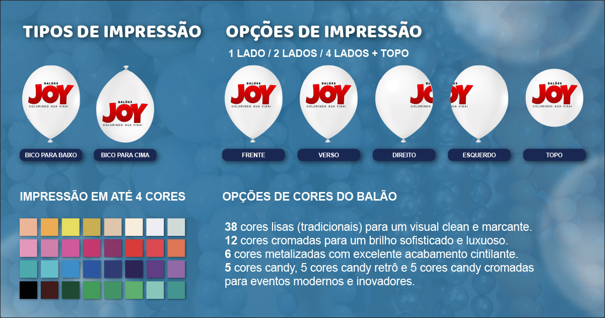 Variedade, cores e precisão técnica dos balões personalizados com logo